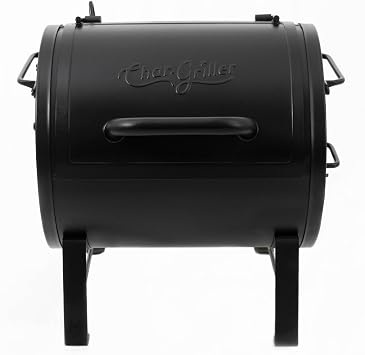Char-Griller Portable Charcoal Grill and Side Fire Box Attachment for Texas-Style Offset Smoking Methods with 250 Cooking Square Inches in Black, Model E82424