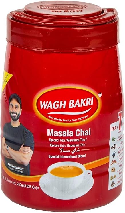 Wagh Bakri Masala Tea Spiced Tea Leaves in Export Pack,250 grams / 8.825 oz
