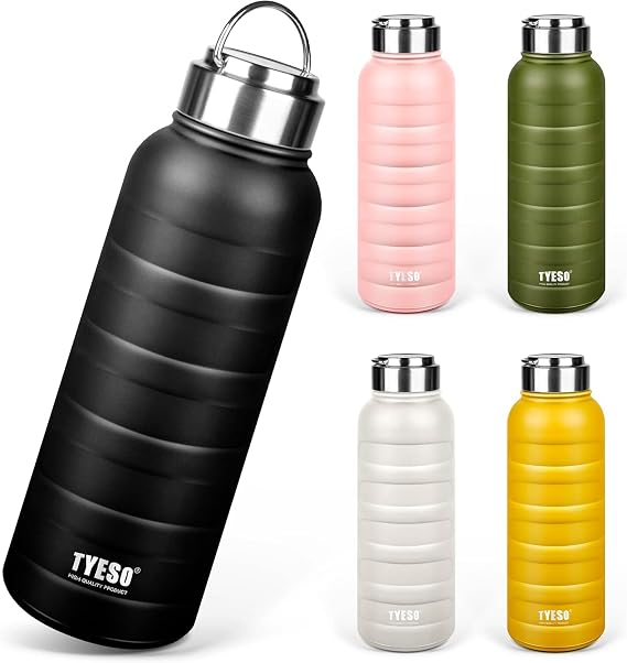TYESO Water Bottle Mug Bottle Vacuum Insulated Sports Bottle Direct Drinking Stainless Steel Double Wall Wide Mouth with Handle Adults Children (Black, 25 oz)