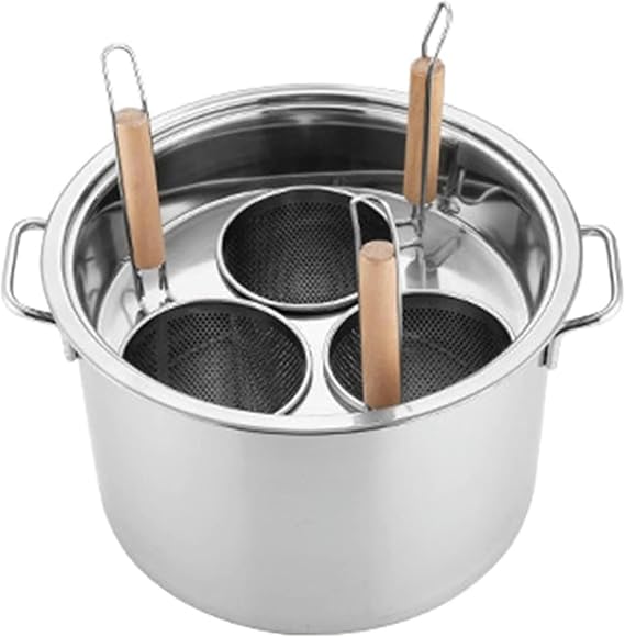 3/4/5 Holes Pasta Cooker Insert Set, Stainless Steel Pasta Pot and Insert Strainer Basket Cookware for Home Kitchen Restaurant Commercial Cooking Tool,3 Holes
