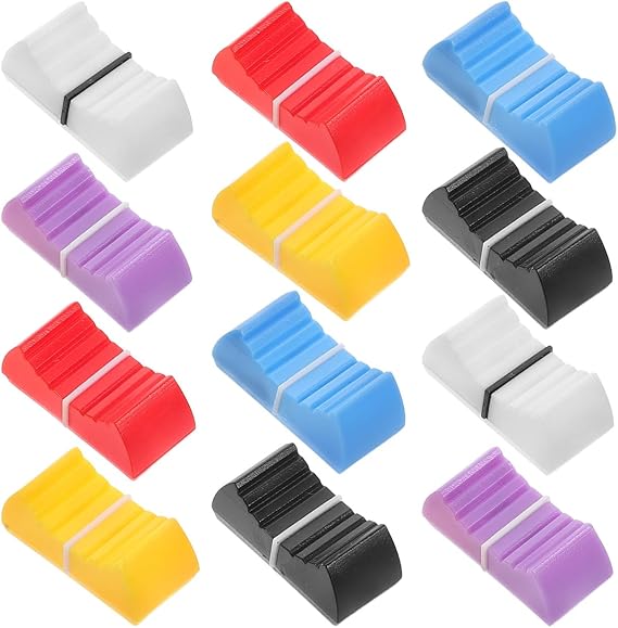 Fader Replacement Pull Caps 12Pcs Black Straight Slide Potentiometer Knobs for Mixer Console Compact Sound Control Parts