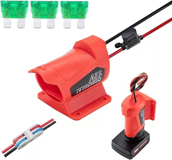 for Power Wheel Battery Adapter for Milwaukee 12V M12 Battery with Fuse 14 Gauge for DIY Ride On Truck, Robotics, RC Toys