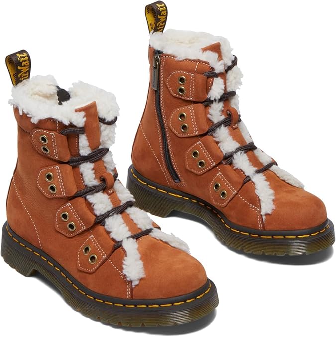 Dr. Martens womens 1460 Lace to Toe Fur Lined Boots