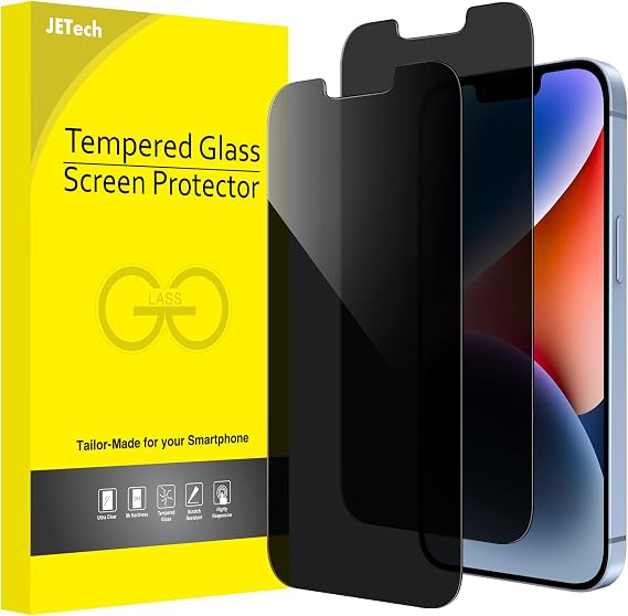 JETech Privacy Screen Protector for iPhone 14, 2-Pack | Anti-Spy Privacy Protection, Tempered Glass, Face ID Compatible