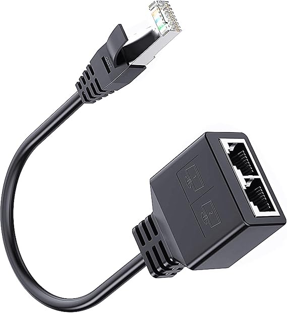 1 to2 Port RJ45 Network Ethernet Adapter Splitter Extend Cable1Ft