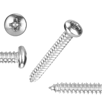 100 PCS #6x1-1/21.5 inch Stainless Steel Phillips Pan Head Wood Screws,Stainless Steel 18-8 A2304 Screw,Home Screw Kit by QISHENG
