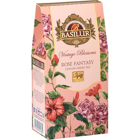 Basilur -VINTAGE BLOSSOMS - ROSE FANTASY Tüte - 75 g Ceylon Young Hyson Grüntee
