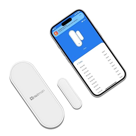 Heiman WiFi Door Window Alarm Sensor, Smart Wireless Magnetic Contact Sensor with Real-Time App Alerts, Compatible with Alexa & Google Assistant, 2.4G WiFi Home Security,Window Door Alarms When Opened