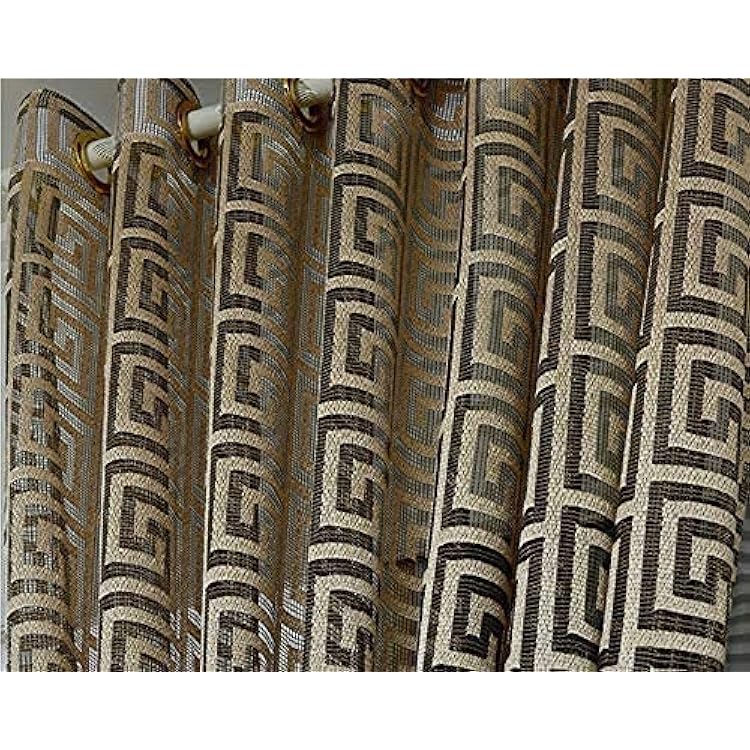 MYRU 1 Pari Black and Gold Short Sheer Curtains for Living Room Luxury Tulle Curtains Gold, 2 Panels 47 Inches by 54 Inches