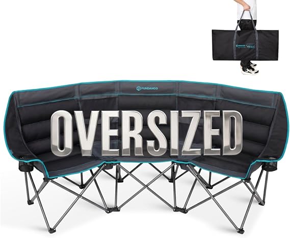 FUNDANGO 3 Person Camping Chair, Heavy Duty Outdoor Couch with Cooler