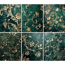 Green Embossed Rice Paper, 8 x 10.5 inch (6pc) - Mulberry Paper for Decoupage Scrapbooking Cards Crafts by Craft Kreatively