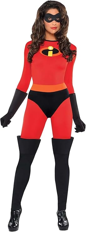 Party City Deluxe Mrs Incredible Costume for Women - Disney The Incredibles Costume Includes Jumpsuit, Gloves & Mask - Costumes for Halloween, Birthday Parties & Themed Event