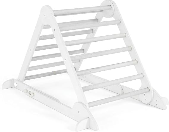 Little Partners Learn 'N Climb Foldable Wooden Climbing Triangle, Wood Climbing Gym for Toddlers, Triangle Climber for Skill-Building and Active Play, Soft White