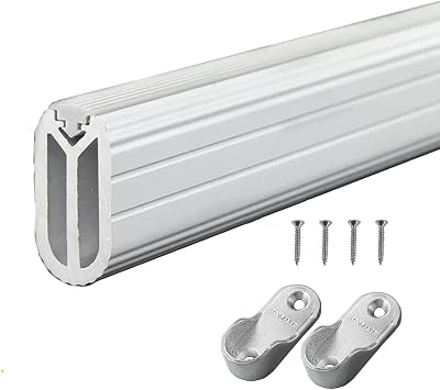 Closet Rods for Hanging Clothes, Clothing Store Oval Mute Closet Rod Holders, Heavy Duty Aluminum Wardrobe Hanging Pole with Anti-Slip Rubber Strip, Detachable