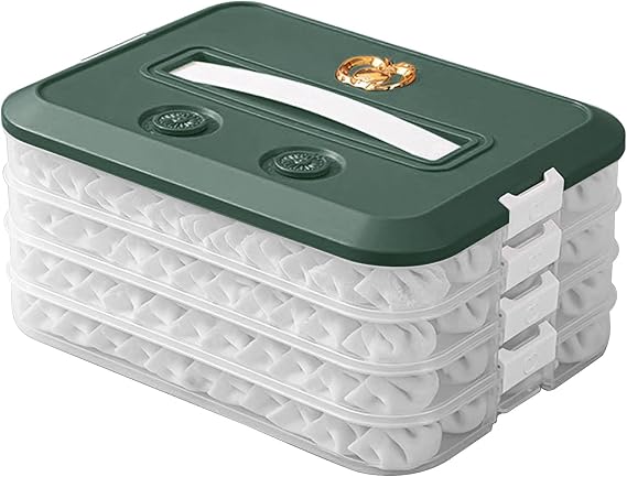 1/2/3/4 Tier Dumpling Box Storage Tray Food Container Box Freezer Dumpling Storage Case for Refrigerator and Kitchen