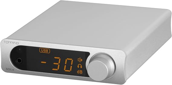 TOPPING MX3s Headphone Amplifier DAC with 62Wx2 Merus Class D, 700mW*2 Headphone Power, AK4377 Chip,and Support USB/Bluetooth/Opt/Coax/AUX Input (MX3S-Silver)