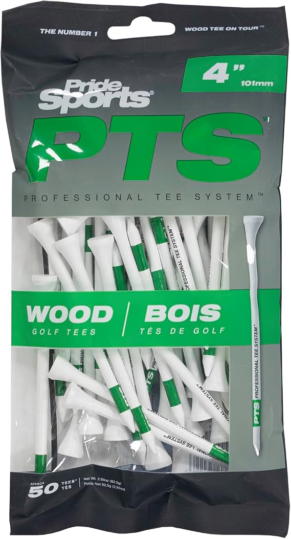 PTS Wooden Golf Tees (4'), Bag of 50 tees