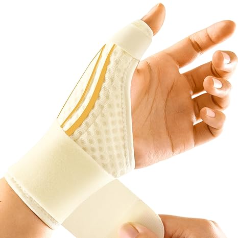 FREETOO Stable Thumb Brace Right Hand Left Hand for Arthritis Pain and Support, Thumb Splint for De Quervains Tenosynovitis,Trigger Thumb and Wrist Stabilizer for Tendonitis, Sprain.Beige Right M