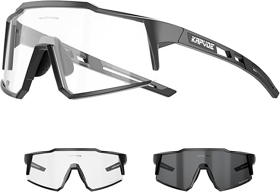 KAPVOE Photochromic Cycling Glasses Clear Mountain Bike Glasses K9022