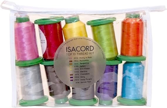 Isacord 40-10 Spool Assortment: 10 Colors, Polyester Thread Kit