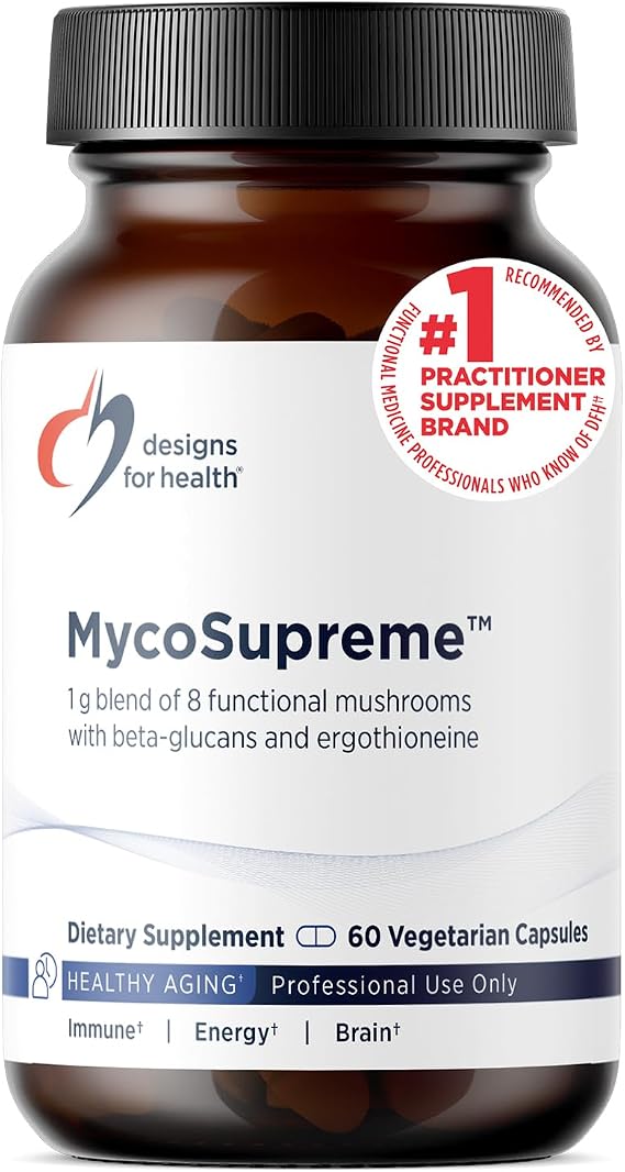 Designs for Health MycoSupreme, Mushroom Support, 60 Capsules | Nootropic Immune Support with Lion's Mane, Reishi, Cordyceps, Turkey Tail, and Chaga, Mushroom Complex, Vegan and Gluten Free
