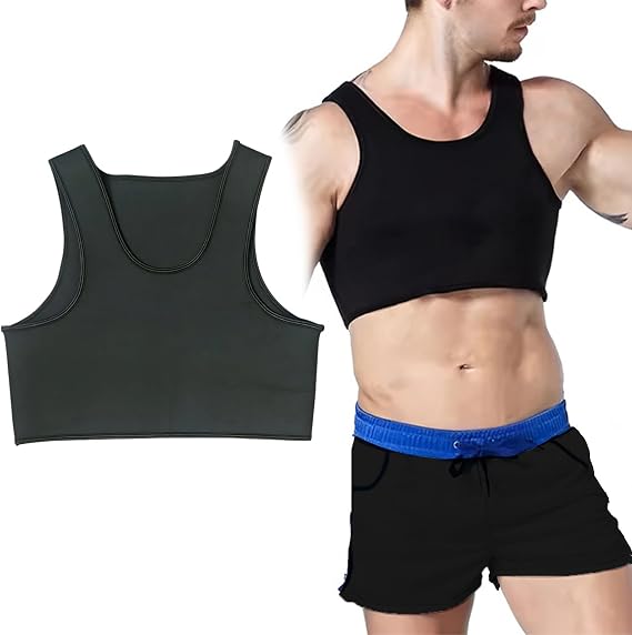 Men's Neoprene Brace Vest Chest Support Strap Half Crop Tank Top Gym Bra Vest-Preventing Sports Injuries