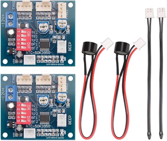 2PCS DC 12V 4 Wire PWM PC CPU Fan Temperature Control Speed Controller Module CPU High-Temp Alarm
