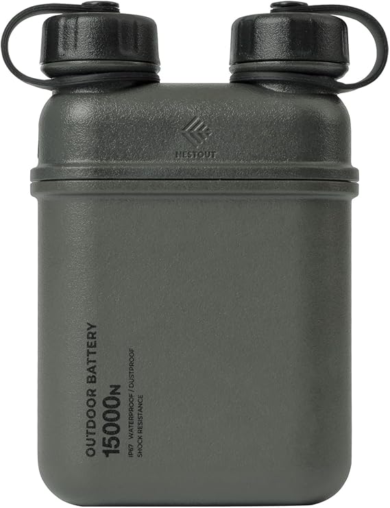 NESTOUT Rugged Power Bank, 15000mAh Outdoor Charger, 32W USB-C Fast Charging PD, Waterproof IP67, Durable Shockproof, Battery Pack for iPhone Tablet Hiking Travel Camping (Olive Green, 15000mAh)