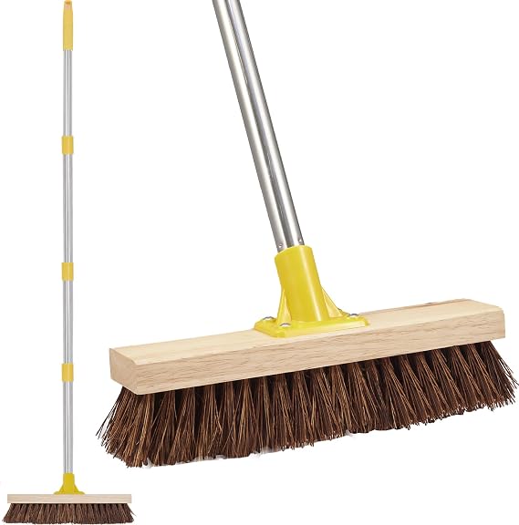 NICOFPHY Heavy Duty Floor Scrub Brush with Long Handle for Outdoor Cleaning