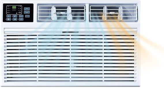 Whirlpool 12,000 BTU 230V Through-the-Wall Air Conditioner with Supplemental Heat, Dehumidifier and Remote, Wall AC Unit for Apartment, Living Room and Medium Rooms up to 550 Square Feet in White