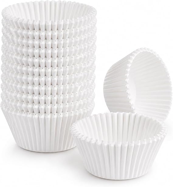 Natural Cupcake Liners 500 Count,Non-stick Mini Cupcake Liners White Muffin Liners Greaseproof No Wrappers Baking Cups(Standard Size)