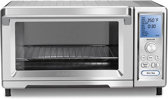Cuisinart Convection Toaster Oven, 15-Function, 1800W, Stainless Steel | Stainless steel toaster oven with Exact Heat technology, nonstick interior fits 13" pizza & full-size chicken, TOB-260N1