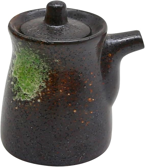 MDEOOSKY Ceramic Seasoning Bottle, Japanese Style Earthenware Ceramic Oil Dispenser, Olive Oil Dispenser, Sushi Sauce Container, for Kitchen Cooking, 6.76 fl oz (Green Snowflake)