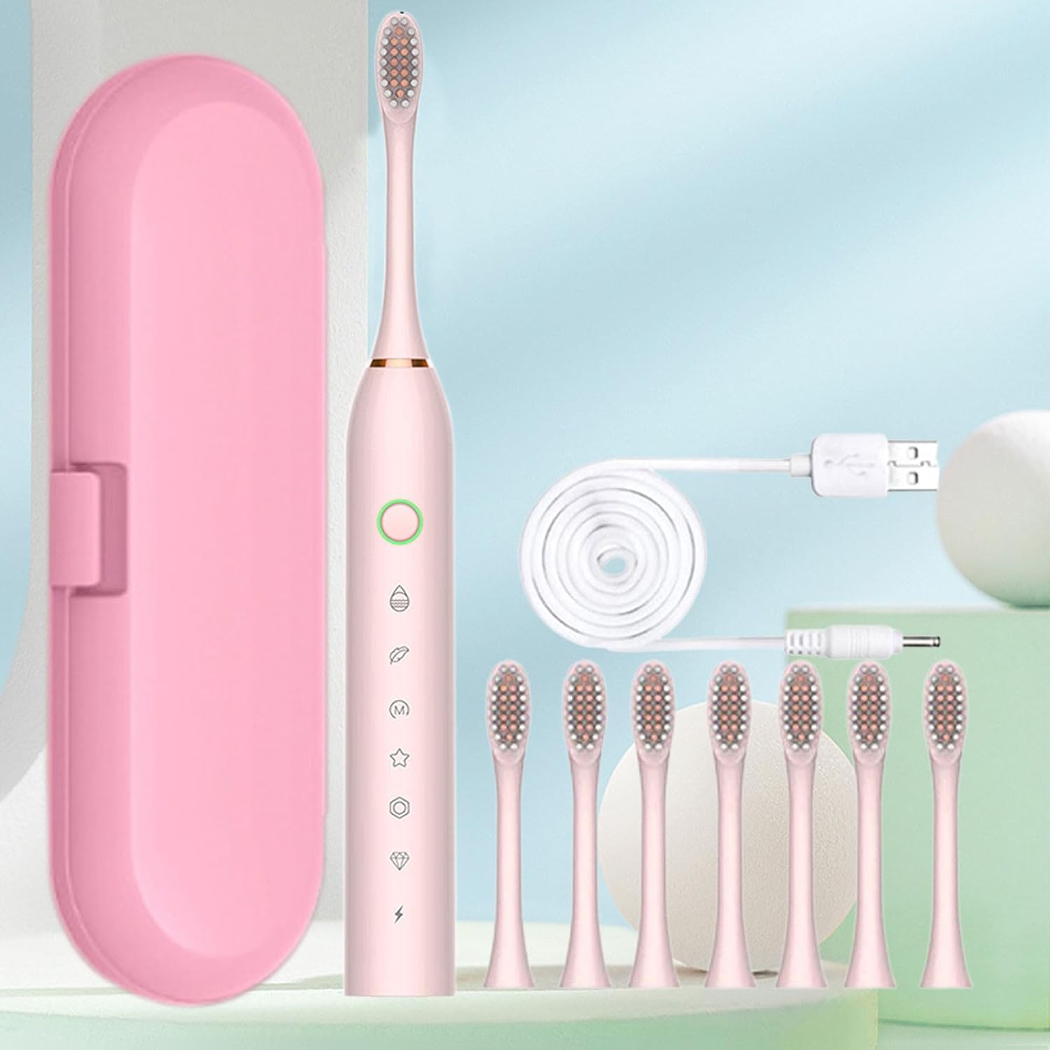 Electric Toothbrush, Electric Toothbrush with 8 Brush Heads, with Toothbrush Box, 6 Cleaning Modes for Adults, Ipx7 Water Proofing Electric Toothbrush, Newly Day Use