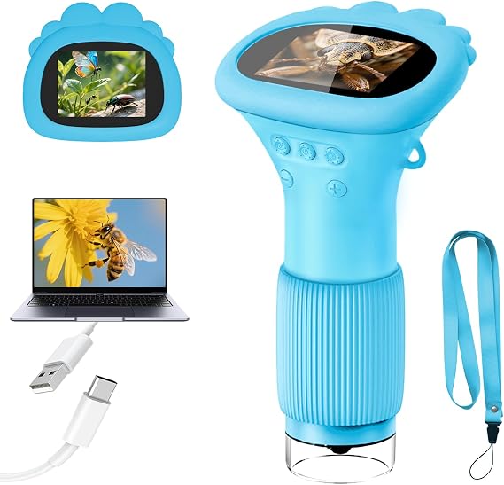 Acoath Microscope for Kids, 1000X Handheld Digital Miniscope Toys with 2.0" Screen, Portable Pocket Little Scientist Childrens Microscope Birthday Gifts Ideas for Age 4-12