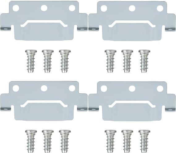 139301 Mounting Plates Bed Frame Brackets and 110789 Screws for IKEA | for IKEA Bed Frame Part (4 Mounting Plate and 12 Screws), Heavy-Duty Metal, Sturdy and Versatile