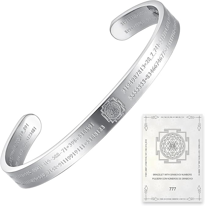 Grabovoi Number Bracelet, Engraved Stainless Steel Wristband