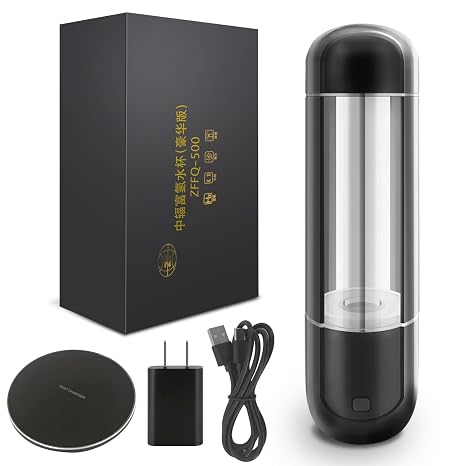 Hydrogen-Rich Water Cup, Portable Dual-use, Wireless Charging, LCD Display, Base Separation, regulating Water weak Alkaline, Applicable to Pure Water, Rapid Electrolysis Water.