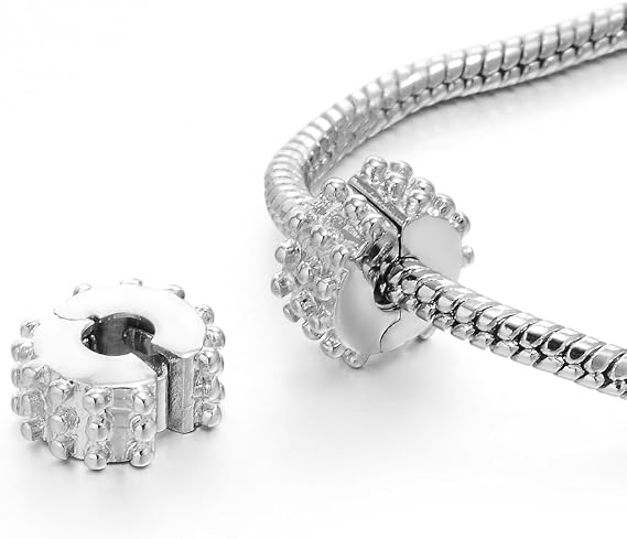 RUBYCA 10pcs Silver Color Clip Lock Stopper Clasp Beads DIY fit European Charm Bracelet Model 084