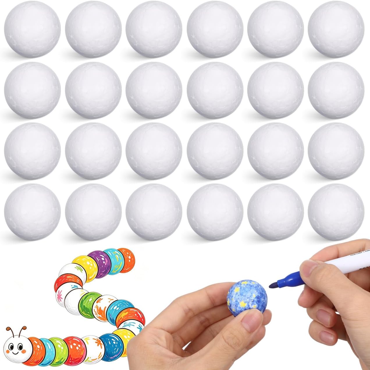 ULTNICE Pack of 100 Polystyrene Balls 3 cm Craft Foam Balls Base Foam Balls Modelling Supplies for DIY Arts Craft Home School Project