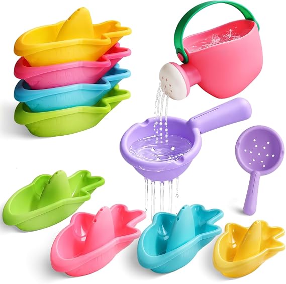Baby Bath Toys for Toddlers 1-3, Mold Free Bath Toys, Stacking Shark Boats