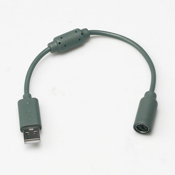 2X USB Breakaway Dongle Cable Cord Adapter for Xbox 360 PC Wired Controller