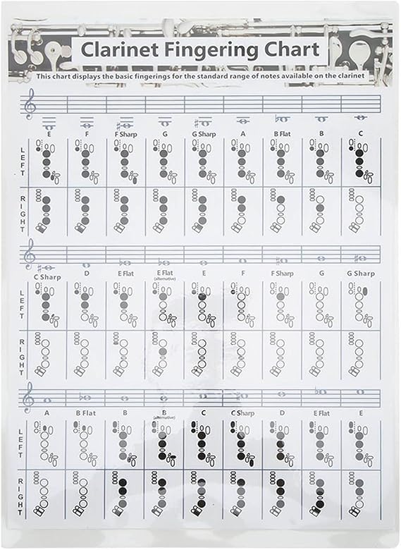 Eujgoov Clarinet Fingering Chart Beginners Training Chart Chord Fingering Chart Poster Musical Instrument Accessories(Clarinet Chord Sheet (Trumpet))