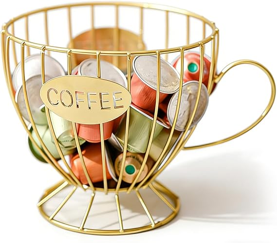 Coffee Pod Holder, Large Capacity Metal Coffee Capsule Basket