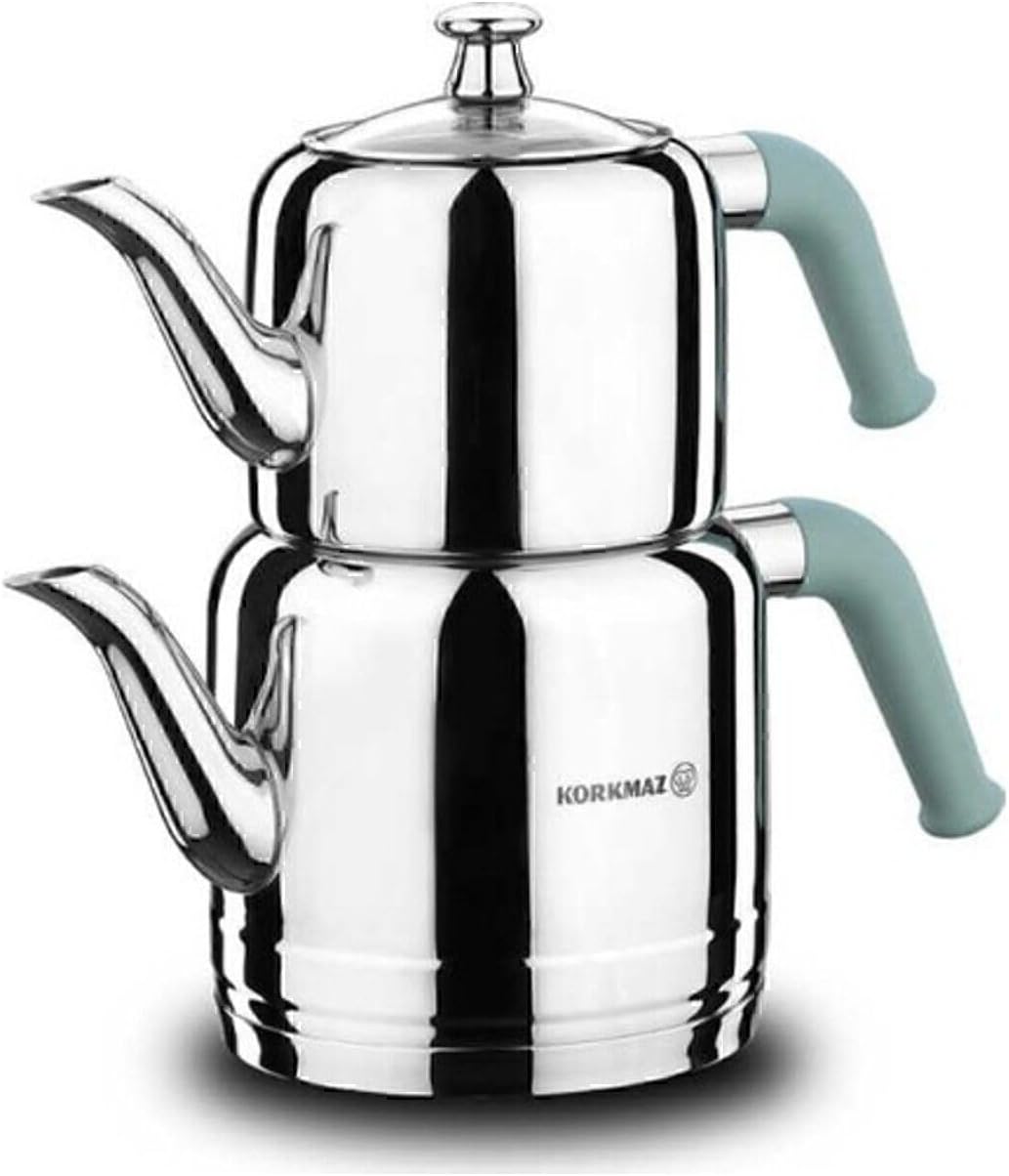 Korkmaz Riva Turquoise Teapot Set