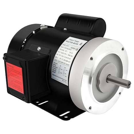 Electric Motor 1 HP, General Purpose Motor,Single Phase Motor 3450 RPM 115/230V 11.2/5.6A 56C Frame TEFC CW/CCW