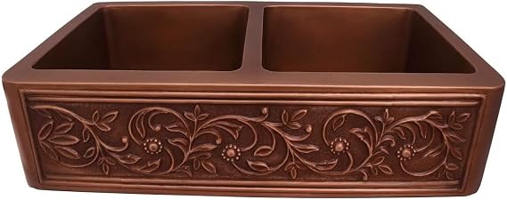 Farmhouse Sink 36 Inch Double Bowl Copper Kitchen Sink Rustic Sink