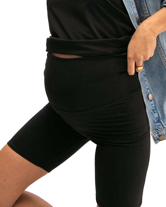 HATCH The Bodyflex Bike Short, Supportive & Sculpting, Under Over Belly Design for Pregnancy & Beyond, Black