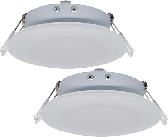 Facon 4.5inch 12V LED RV Puck Light - 2 Packs, 3400K Warm White, Full Aluminum Recessed 12Volt Interior Ceiling Lights for RV, Camper, Trailer, Boat, cETL Certified, DLFST4-008/RVR4H-MH34