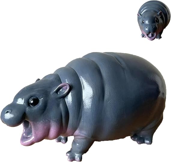 Moo Deng Hippo Statues,Cute Moo Deng Pygmy Hippo Ornament,House Hippo Sculptures for Office,Bookshelf,Entryway,Farmhouse Shelf,Bedroom,Coffee Table Decoration (1)